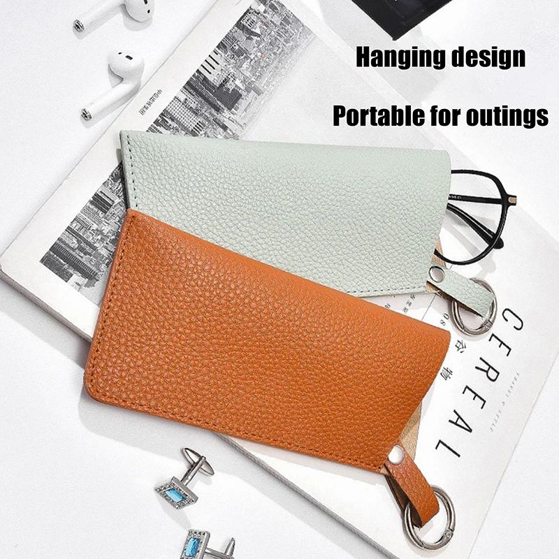 Sunglasses Pouch Pu Leather Glasses Bag Eyewear Protector Case With Keyring Glasses Storage Bag Korean Style Glasses Clip