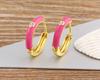 Nidin New Minimalist Candy Colors Enamel Round Hoop Earrings for Women Zircon Piercing Cartilage Huggie Ear Jewelry Wedding Gift
