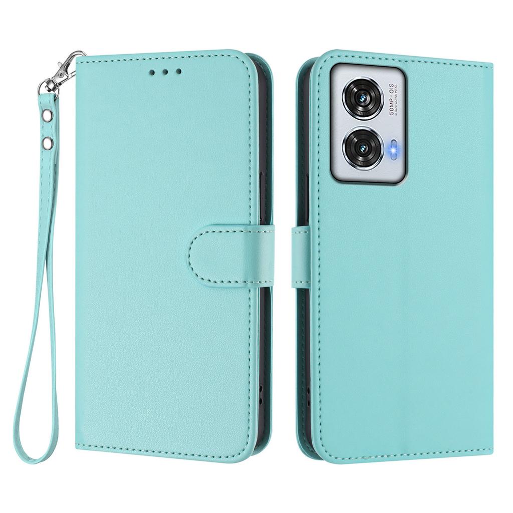 For Motorola Moto G85 5G/Motorola Edge 50 Fusion 5G Leather Case Wallet Stand Phone Cover with Wrist Strap