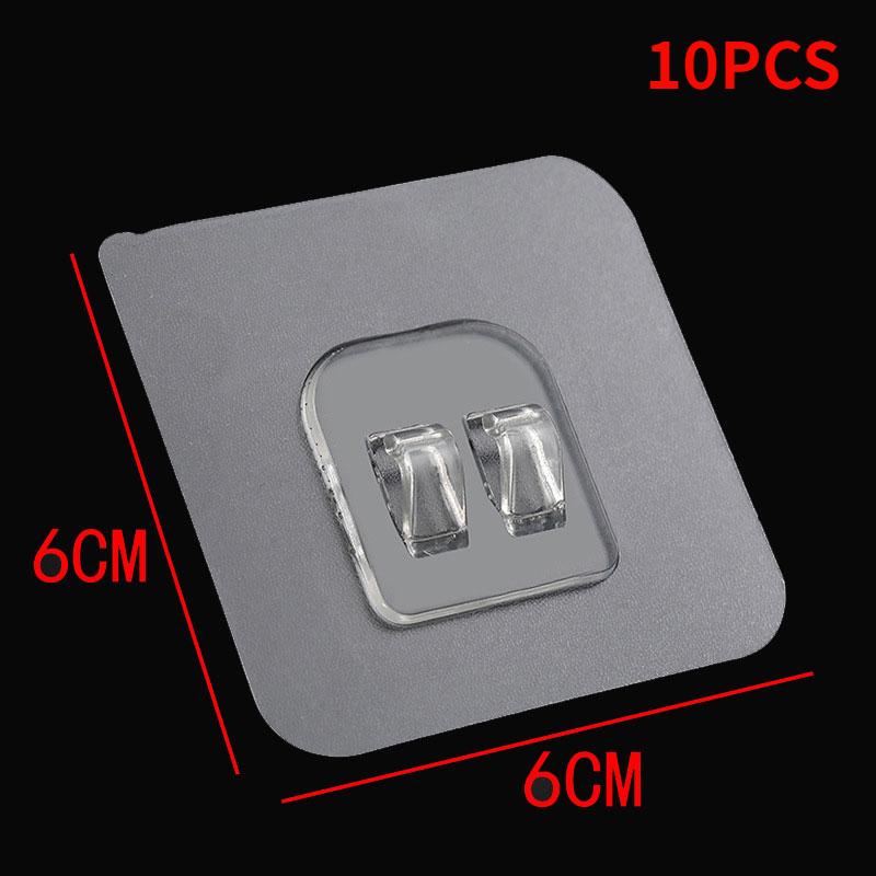 

10 шт. прозрачные подвесные крючки для полки, настенная стойка для хранения, крепежная нашивка, прочная самоклеящаяся застежка для кухни, ванной комнаты, гаджеты 10 pcs 6X6CM