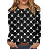 Damen Alltags-Langarmshirt mit Rundhalsausschnitt und Blumen-Print