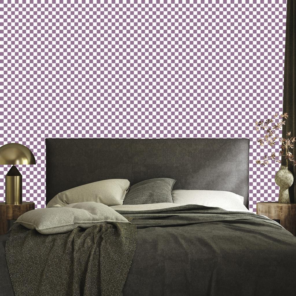 Checkerboard Wallpaper Light Gray and Purple for Living Room and Bedroom 50x1000