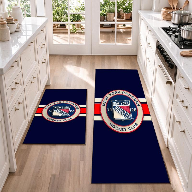 New York Rangers Flannel Kitchen Floor Mat – Non-Slip, Absorbent and Easy to Clean Suitable for Kitchens, Entryways Bedroomsand Bathrooms