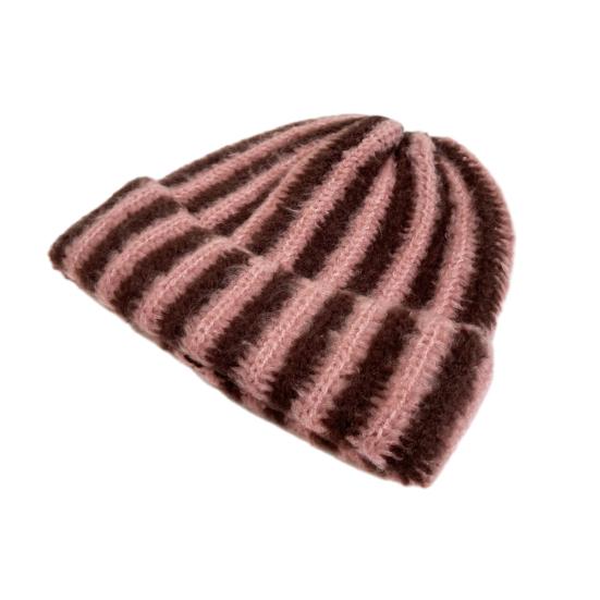 Vinterstrikkelue Lappverk Farge Stripet Trykk Myk Følelse Pustende Lue uten brem Utendørsaktiviteter Pulloverlue