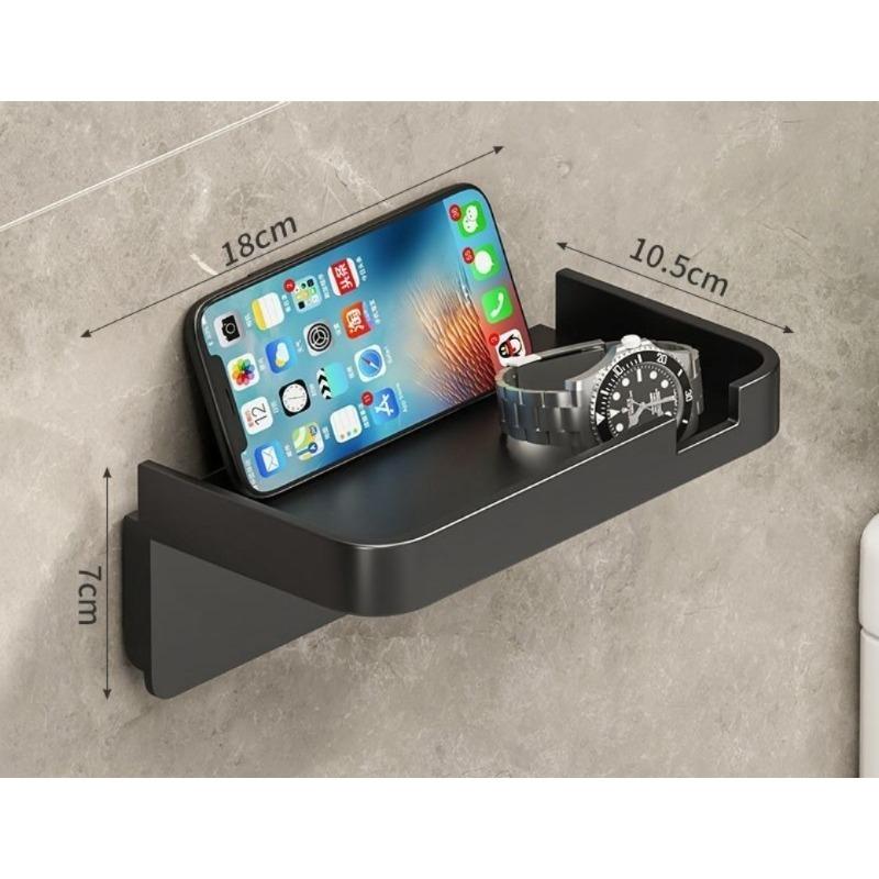 Toilet Paper Holder Black ABS No Drill Kitchen Storage Bathroom Accessories Self-Adhesive Wall Mounted Tissue Rack Mobile Shelf