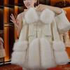 Winter Fox Fur Coat Embroidered Sheepskin Fashion Thickened Womens Outerwear Warm Padded Jacket