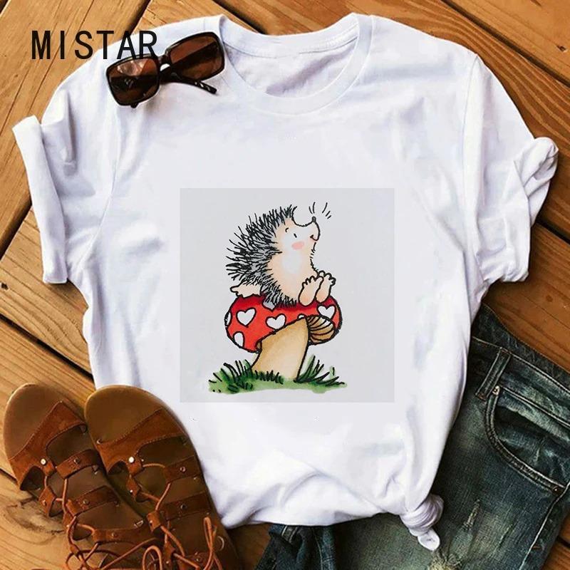 Maglietta Carina Riccio Piccolo Riccio Carino Europa Stati Uniti Fondo Girocollo Spalla Maglietta Oversize Tee