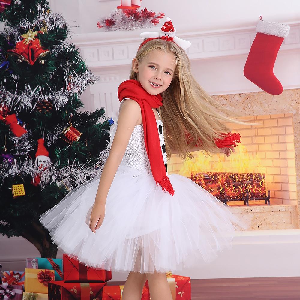 Snow Treasure Princess Girl's Ice And Snow Dance Skirt Christmas Snowman Costume