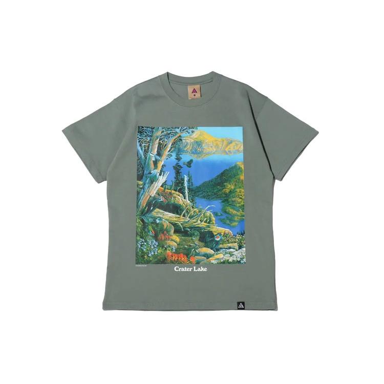 Nike ACG Crater Lake Sports Printing Pattern Round Collar Male Green Men s DA4878-365 XS