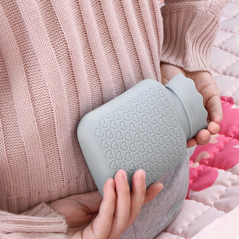 Mini Hot Water Bottle Bag Warm Hand Feet Warmer Water Injection Bag for Home OfficeGray