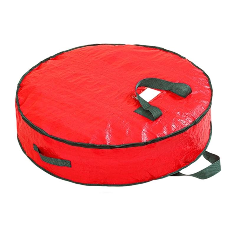 Reusable Christmas Wreath Organizers Round Waterproof Storage Bag With Handles Durable PE Materials For Seasonal Decoration Protections