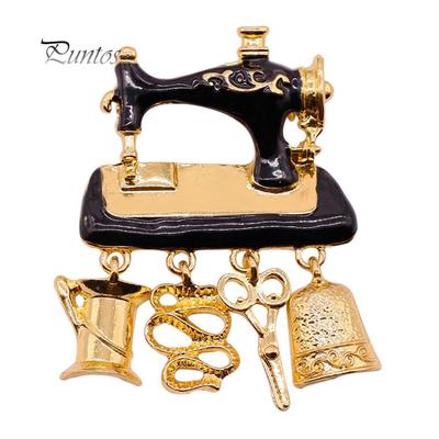 Schönheit Ohrringe Damen Vintage Nähmaschine Brosche Anstecknadel Hemd Pullover Halsclip Rucksack Abzeichen