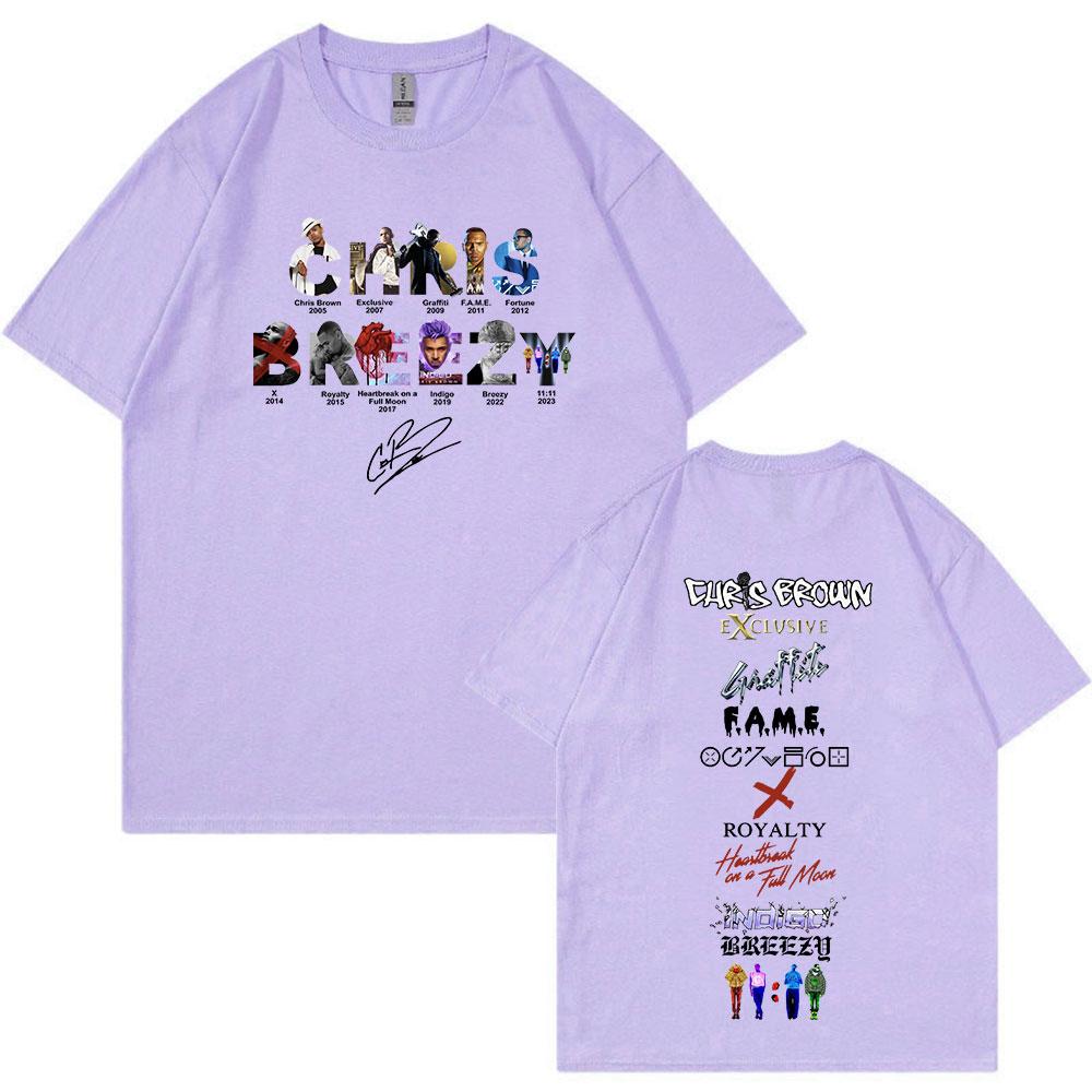 Rapper Chris Brown Breezy T-shirt 11:11 Tour 2024 T-Shirts Unisex Harajuku O-Neck Short Sleeve T Shirts Fans Gift Streetwear