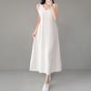 New ArriVals Open Run Women Solid V Neck sleeVeless Flare Long Dress