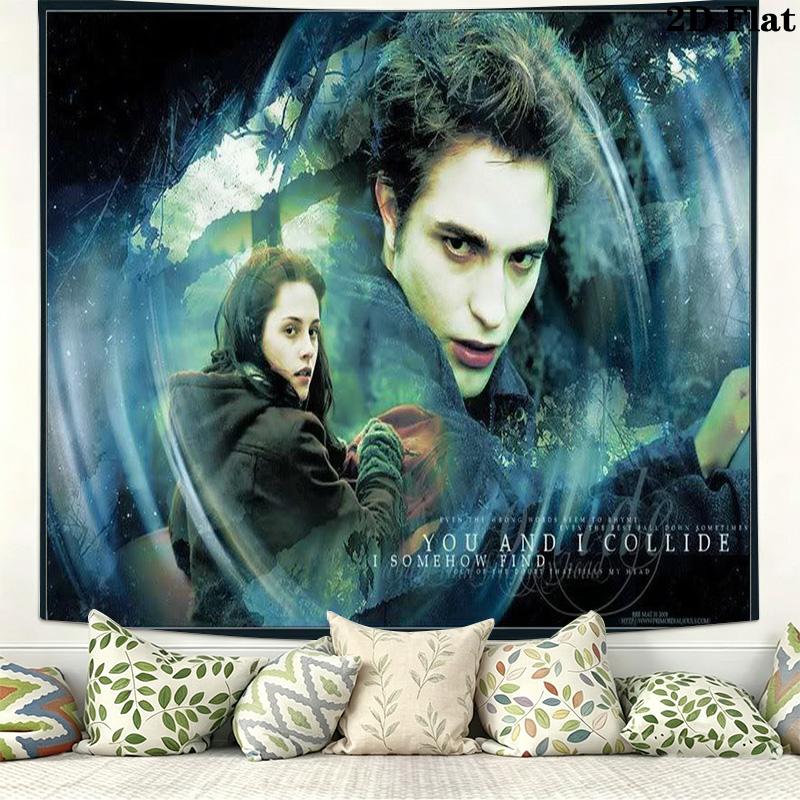 Twilight Poster Wall Tapestry Aesthetic Wall Hanging Printed Fabric Blanket Decorative Tapestries for Bedroom Living Room Home Decor