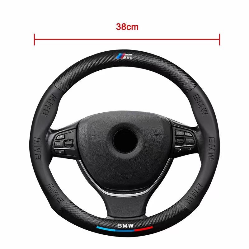 AAAOX1 For BMW M Power M3 M4 M5 E39 E46 E60 E90 F01 F10 F15 F20 F30 X1 X3 X5 X7 Car Anti-slip 3D Embossing Leather Steering Wheel Cover