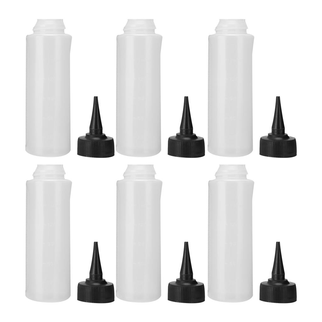 6pcs Hair Washing Shampoo Applicator Bottle with Cover Hair Salon Squeeze Refillable Bottle