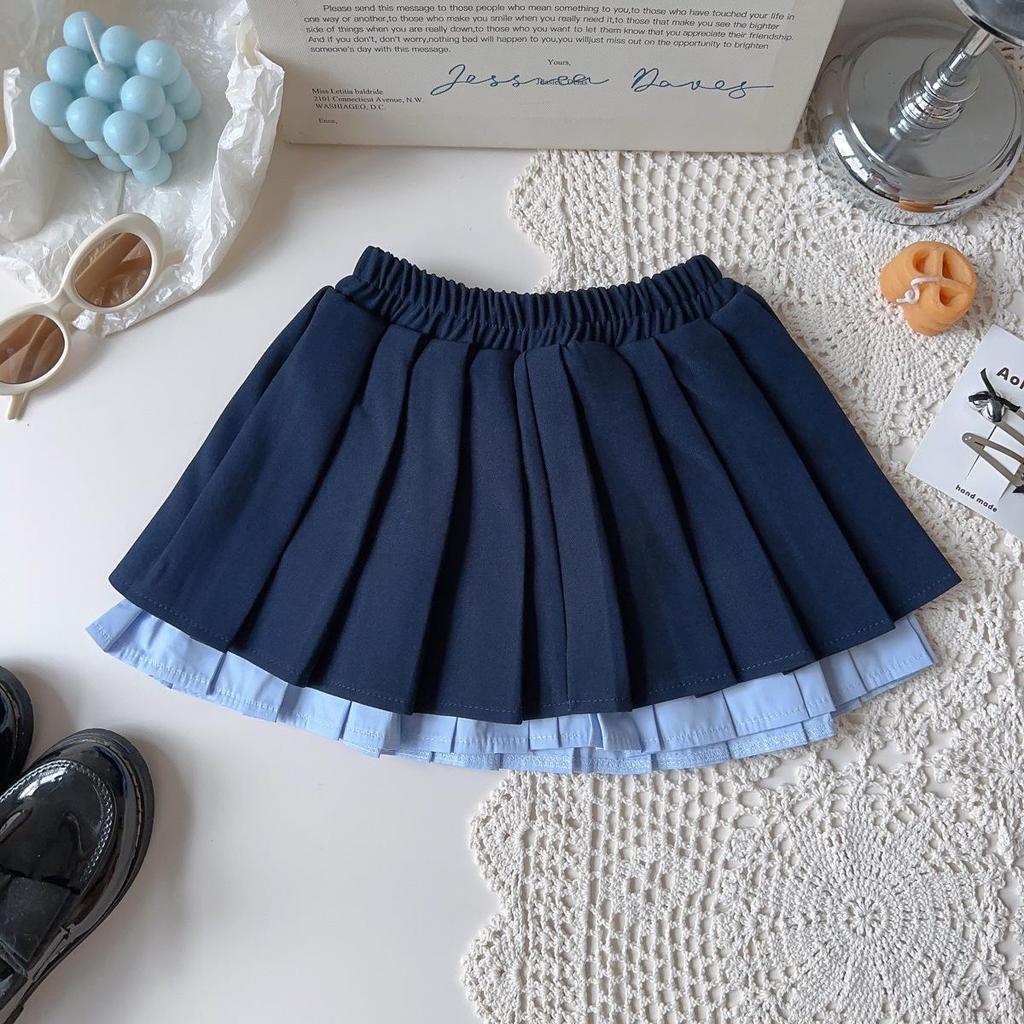 Girls' Rabbit Police Officer Outfit: Stylish Spring/Autumn Coat & Pleated Skirt Set for Baby Girls - Two-Piece (AQB063)