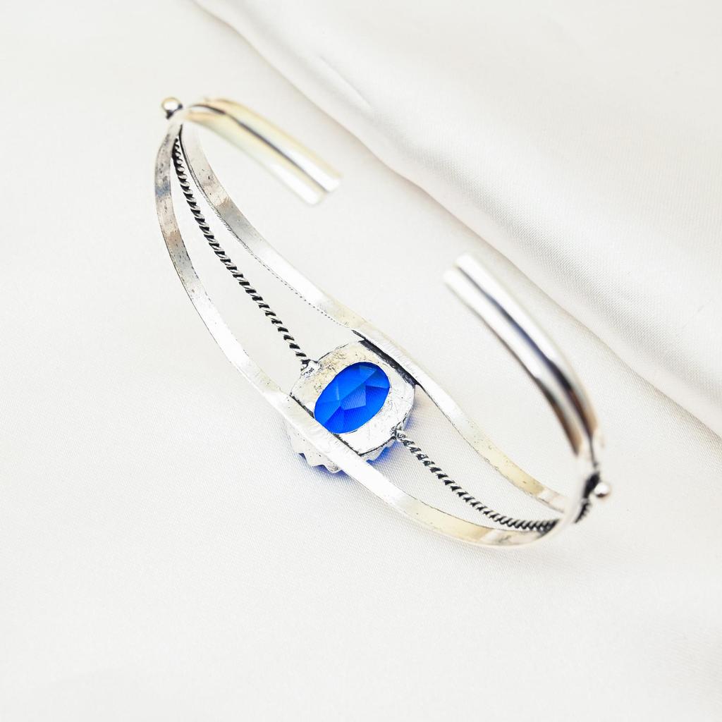 Tanzanite Gemstone Cuff Bracelet, 925 Sterling Silver Bangle, Handmade Cuff Bracelet Adjustable Bangle, For Gifts Engagement Jewelry
