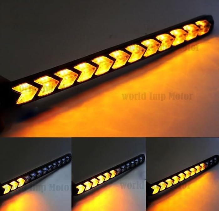LED Sequential Flowing Turn Daytime Running Set of Universal Signals, 9-LED/12-LED Lights, 12V, Waterproof, 2, (12 LEDs, White/Amber)