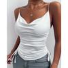 Damen Neckholder-Trägertop mit seitlichem Tunnelzug und Raffung, figurbetont, lässig, Sommer-Camisole, in mehreren Farben erhältlich