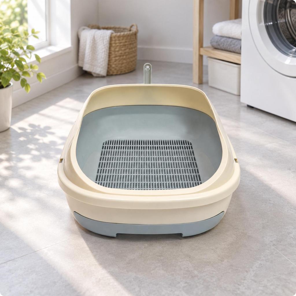 Cat Toilet Low-Maintenance Large Synthetic Litter Box with Sifting Tray