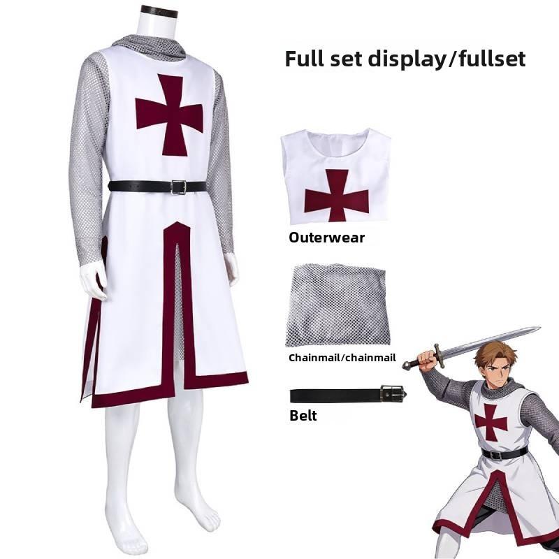 Medieval Knight Cosplay Costume With Polyester Fabric For Game Anime Roleplaying