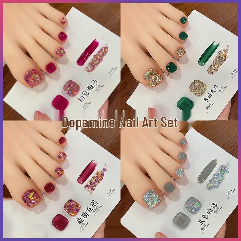 

Dopamine Nail Art: 2025 Grape Plum Glitter Gel Nail Polish Set