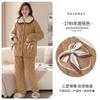 Flannel Pajamas Women'S Winter Fleece Thickened Three-Layer Coral Fleece Padded Cotton Warm Loungewear Set Autumn And Winter