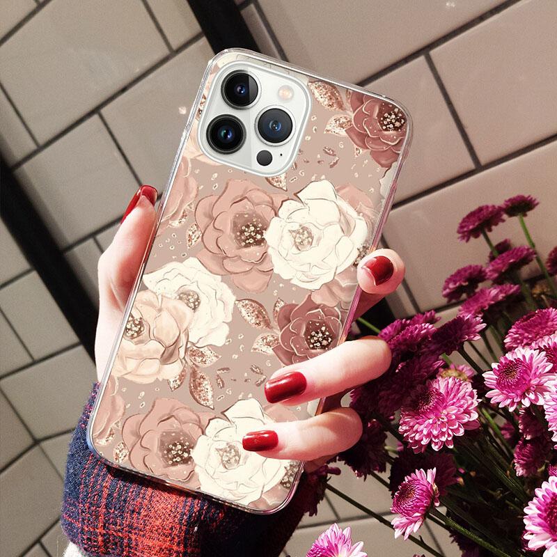 

Чехлы для телефонов для iPhone 14 12 11 13 Pro Max, силиконовый чехол на iPhone 13Mini X XS Max XR 8 7 14 Plus, розовое золото с сердечком Love iphone 14ProMax