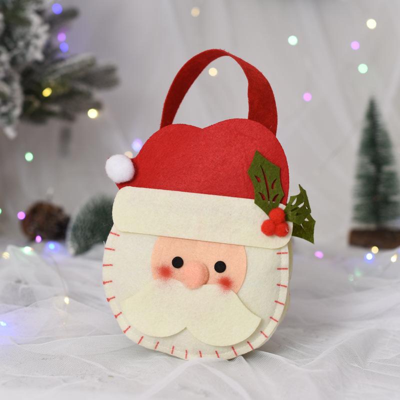 Christmas Creative English Apple Bag Cartoon Old Man Snowman Children's Gift Candy Bag Flannel Red Handbag