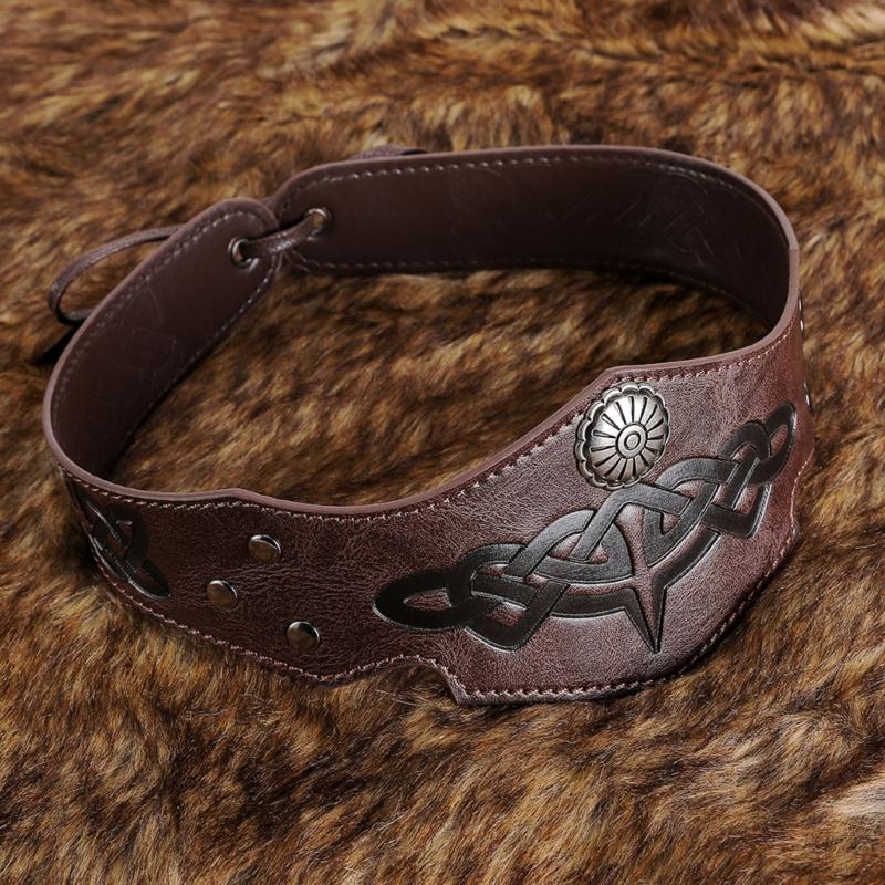 Adjustable Leather Headband Medieval Knight Headband Halloween Cosplay Accessory Headgear Motorcycle Driving Headwear