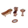 1:12 Dollhouse Miniature Furniture Scene Mini Bathroon Set Model Toy Shower Bathtub Basin Flush Toilet Pretend Play Doll Houses