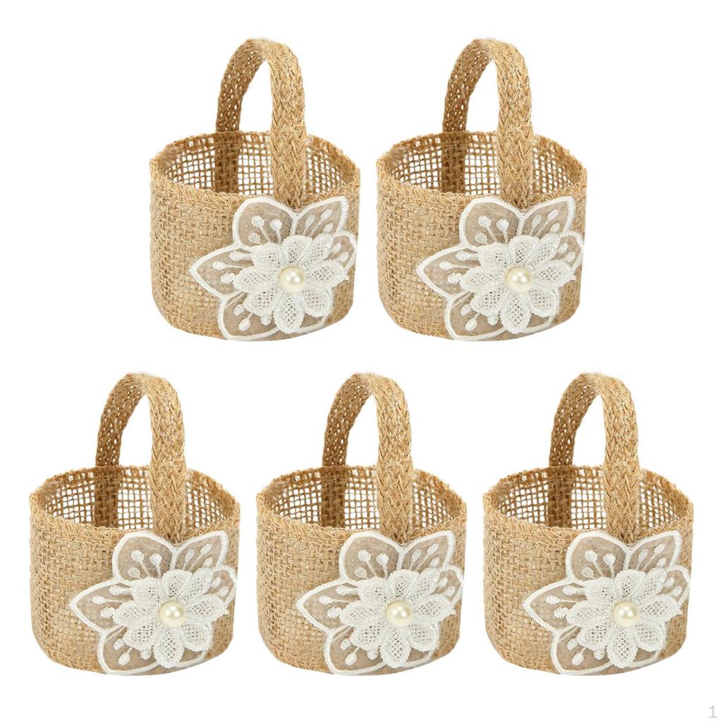 5 Pieces Halloween Party Candy Bag, Wedding Flower Girl Baskets, Multipurpose Carrying Bags