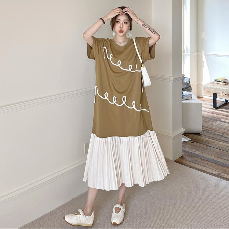 DIMANAF 2026 Plus Size New Floral Dress Summer Women Shirt Dress Loose Beach Casual Long Dresses O-Neck