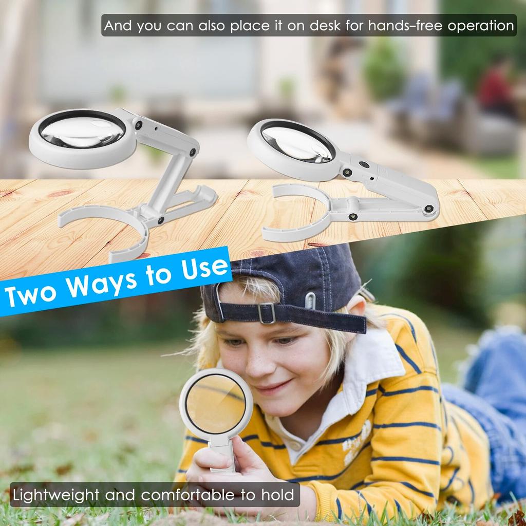5x/10x Handheld Desk Magnifier With Led Light And Stand Usb Powered Illuminated Magnifying Glass For Crafting Clock Watch Repair