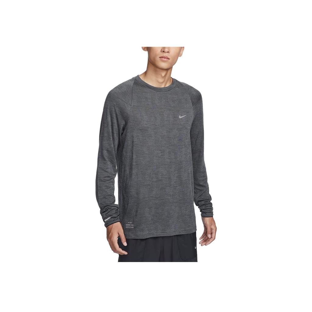 Nike Therma-Fit Adv Running Division Comfortable Warm Soft Raglan Long Sleeve T-Shirt Men Tops Black Iron-Gray FZ1126-010