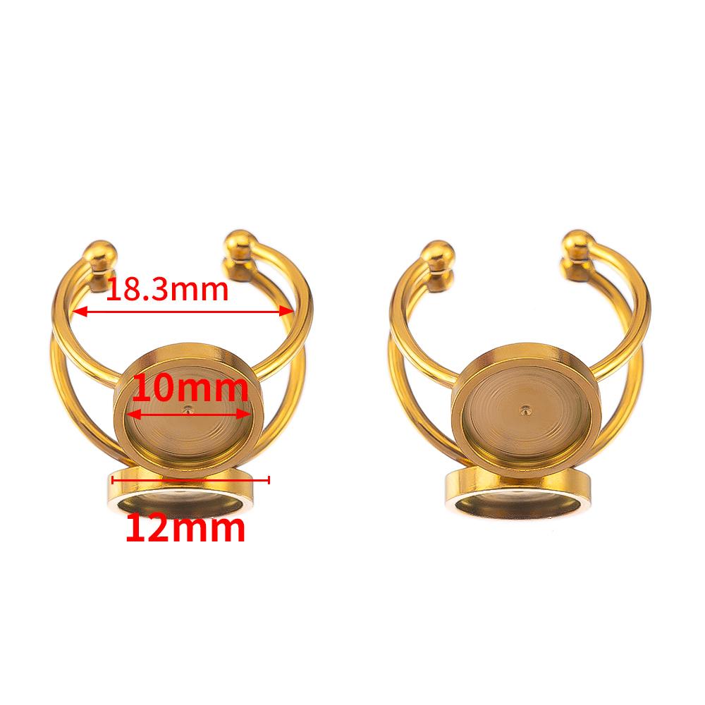 10pcs Adjustable Open Finger Ring Setting Stainless Steel 4mm 8mm 12mm Round Blank Ring Base Bezel Cabochon DIY Jewelry Making