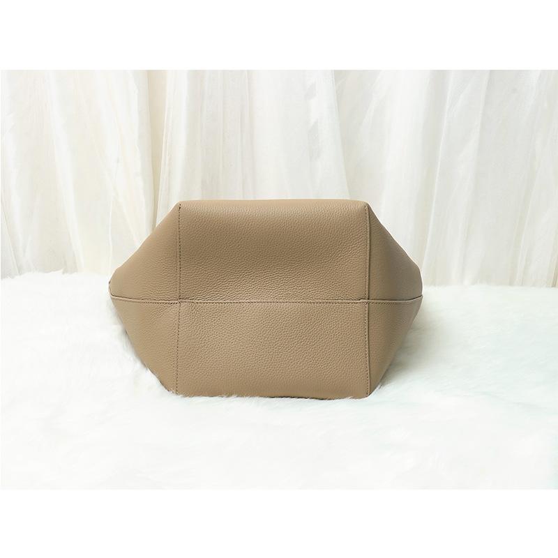 High-Grade First-Layer Cowhide Japanese And Korean Lazy Style Leather Bucket Bag Large Capacity Shoulder Leather Tote Bag Casual