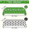 4 Pack Green Soccer Party Tablecloths, 87x51 inches, Rectangular Plastic Table Covers, Stain Resistant, Perfect for Boys Birthday Parties