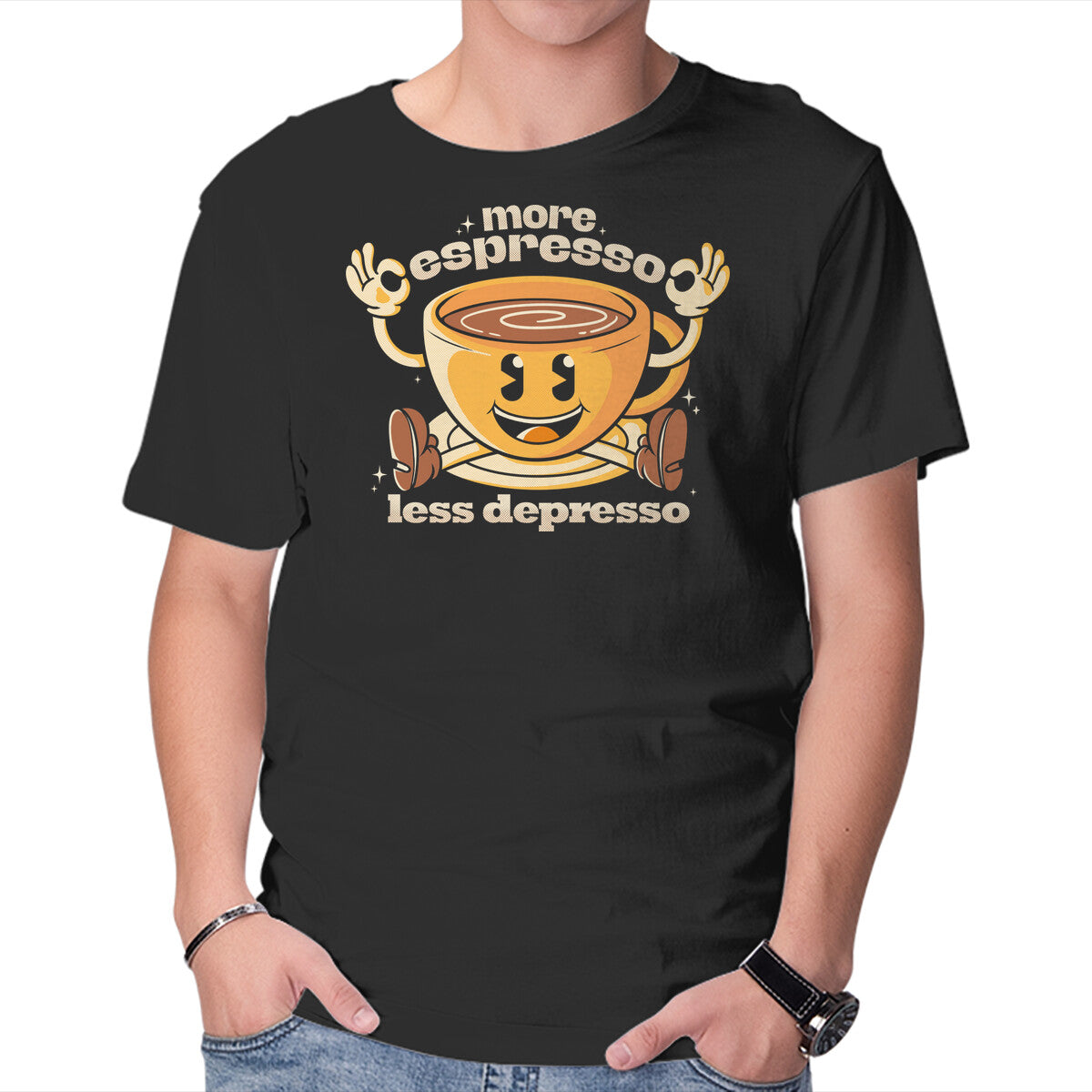 Unisex Crew Neck T-Shirt More Espresso Graphic Short Sleeve Casual Tee XS