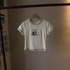2025 Korean Style Cartoon Embroidered Slim Fit Cute Short Sleeve T-Shirt for Women