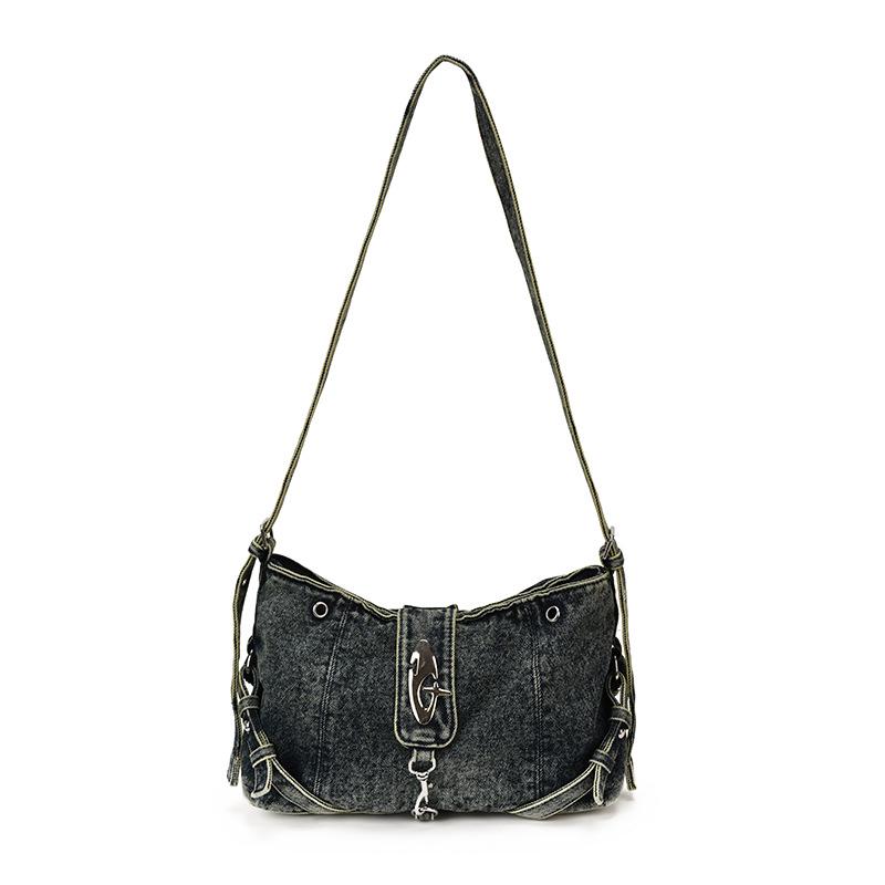 2026 Trendy Retro Denim Crossbody Bag - Large Capacity for Commuting or School