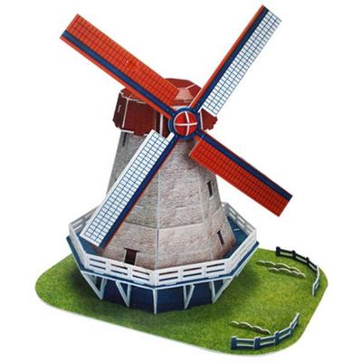 Rompecabezas Mágico 3D Yo hago la serie de edificios famosos del mundo Molino de viento holandés bloque de papel corea rompecabezas 3d