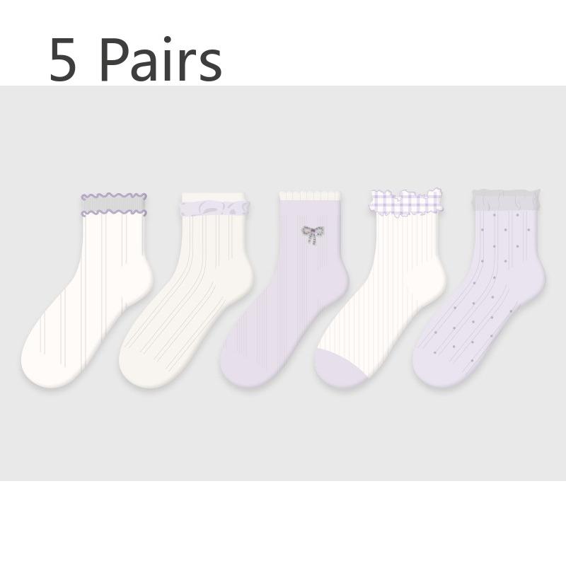 5 Pairs of Summer Casual Women s Thin-style Boat Socks, Cotton, Breathable Mesh Socks 5 pairs