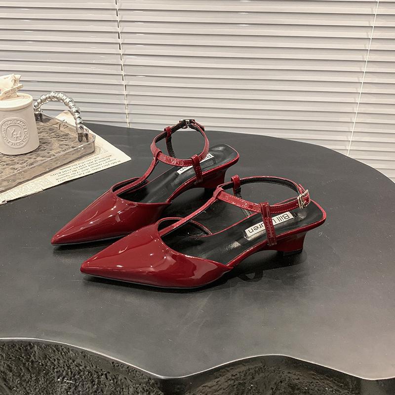 

Spring 2025 Fashion Pointed Toe T-Strap Wedge Sandals Women s Shoes Slip-On Regenerated Leather Upper Comfortable Heel Design 40 чорний