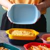Cheese Baked Rice Plate Creative Ceramic Baking Pan Baking Binaural Plate Vegetable Plate Microwave Oven Cutlery Household Baking Bowl