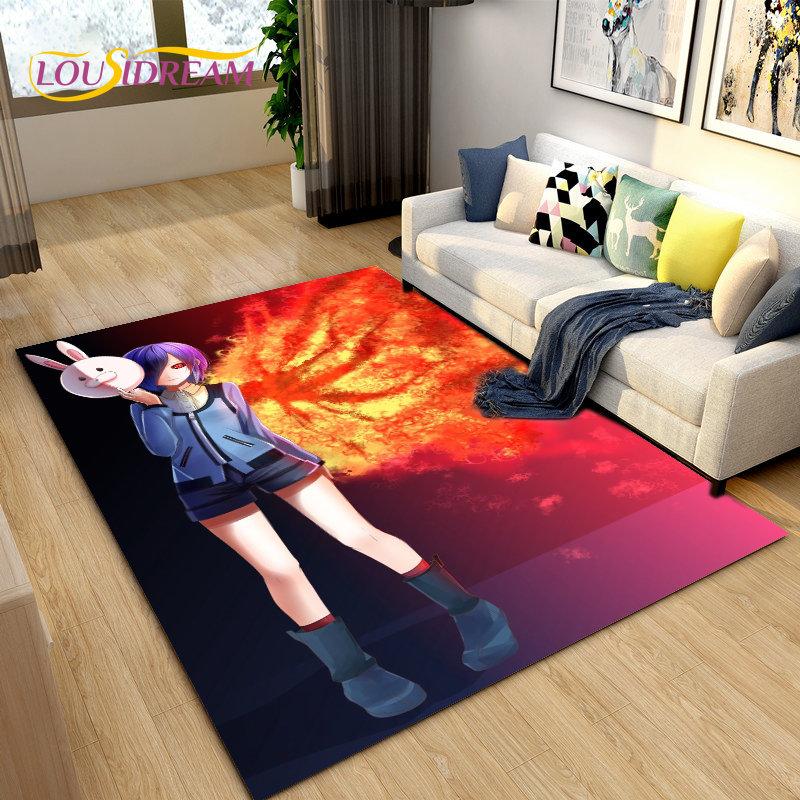 Tokyo Ghoul Japan Anime Cartoon Area Rug,Carpet Rug for Living Room Bedroom Sofa Doormat Decoration, Kid Play Non-slip Floor Mat