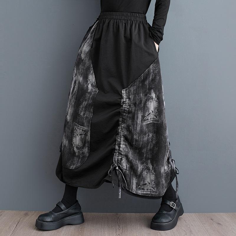 Plus Size High Waist Vintage Spring Summer Autumn Casual Loose Long for Woman Skirts Womens Skirt