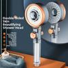 Handheld double-sided unique shower head bathroom 3 kinds of spray water-saving filter round rainfall adjustable nozzle shower